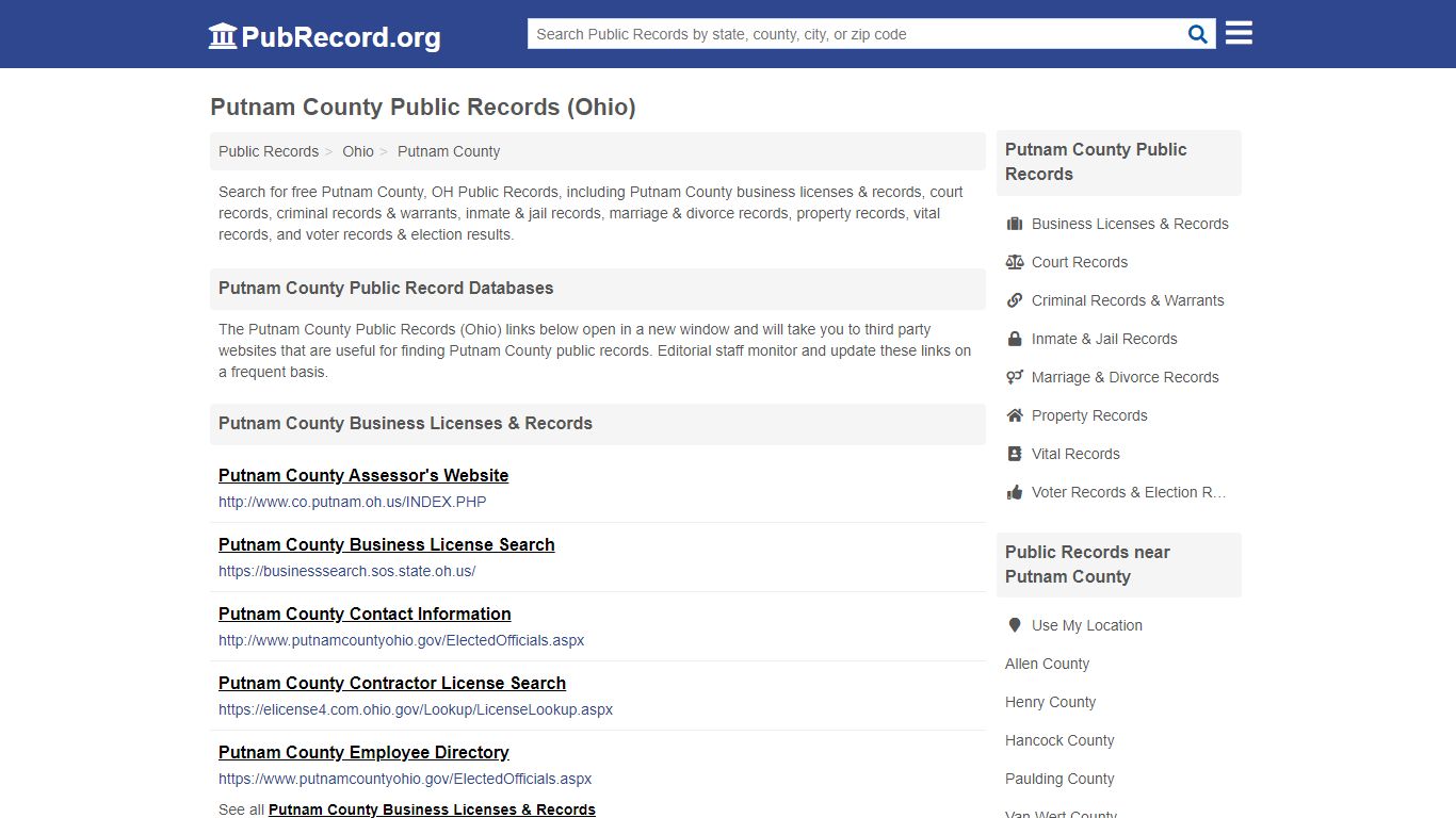 Free Putnam County Public Records (Ohio Public Records) - PubRecord.org
